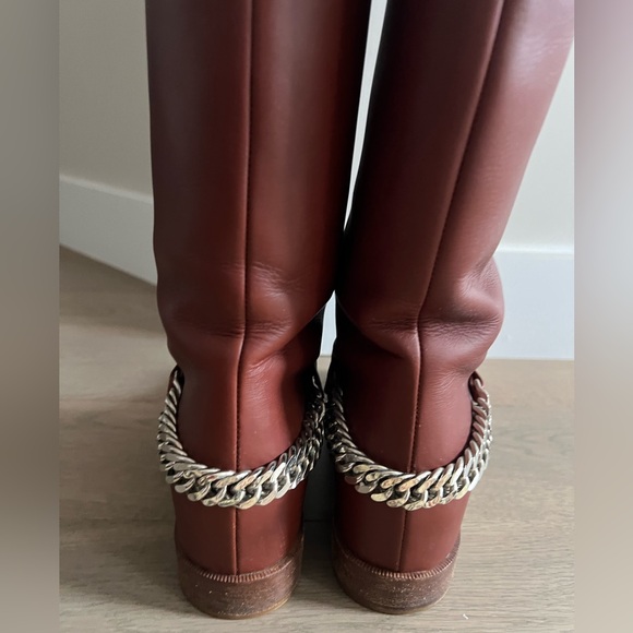 Christian Louboutin Leather Chain-Link Riding Boots - Picture 8 of 11